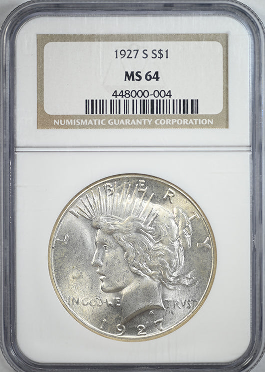 1927-S Peace Dollar $1 NGC MS64
