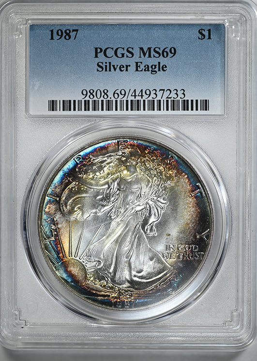 1987 American Silver Eagle $1 PCGS MS69 - TONED!