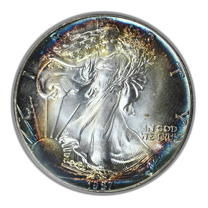 1987 American Silver Eagle $1 PCGS MS69 - TONED!
