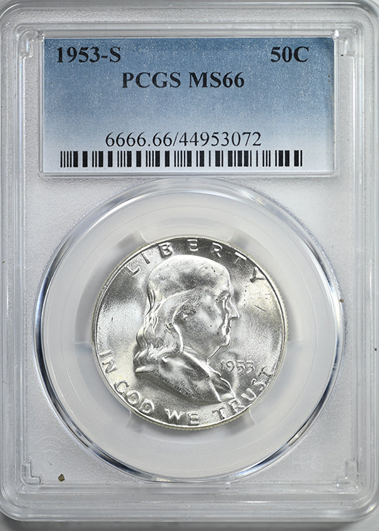 1953-S Franklin Half Dollar 50C PCGS MS66