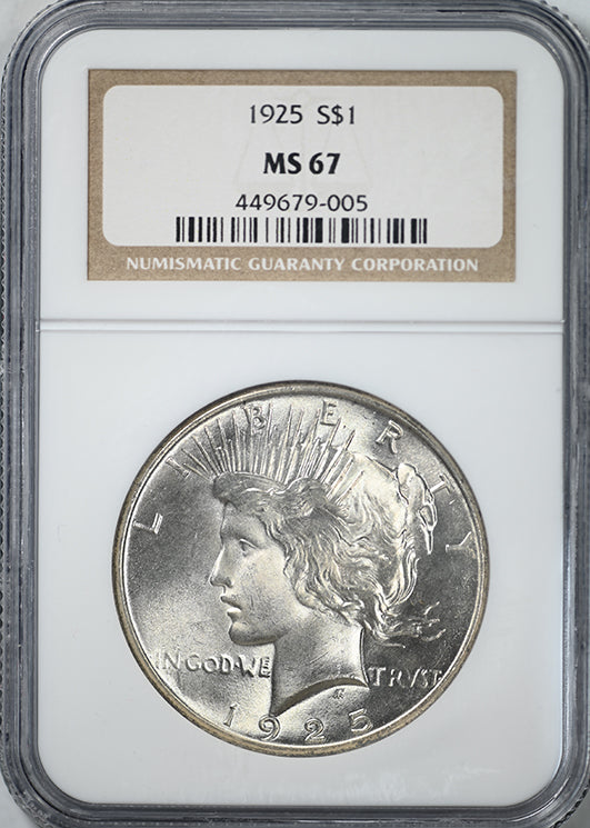 1925 Peace Dollar $1 NGC MS67