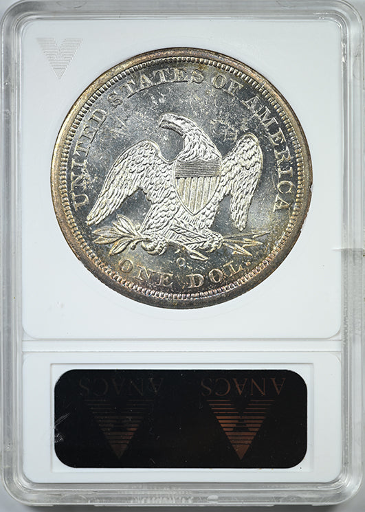 1860-O Liberty Seated Dollar $1 ANACS Soapbox MS61PL - Prooflike