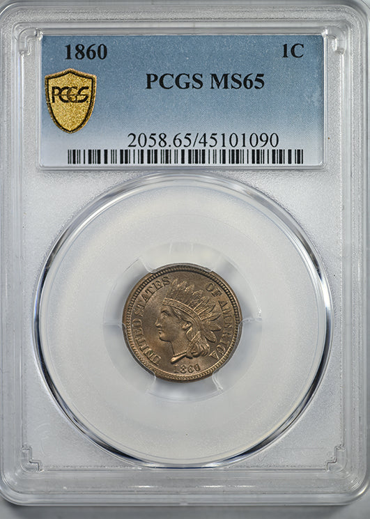 1860 Indian Head Cent 1C PCGS MS65 Obverse Slab