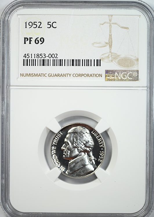 1952 Proof Jefferson Nickel 5C NGC PF69