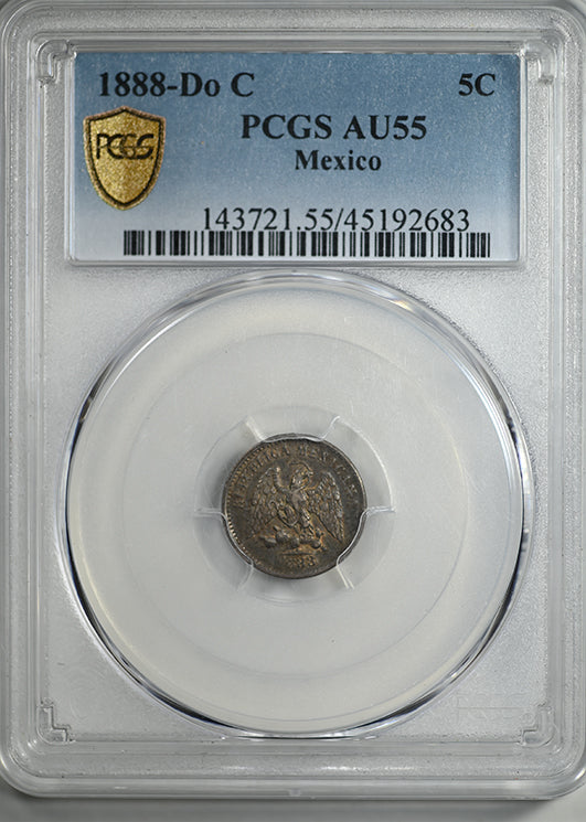 1888-Do C Mexico 5C Centavos PCGS AU55