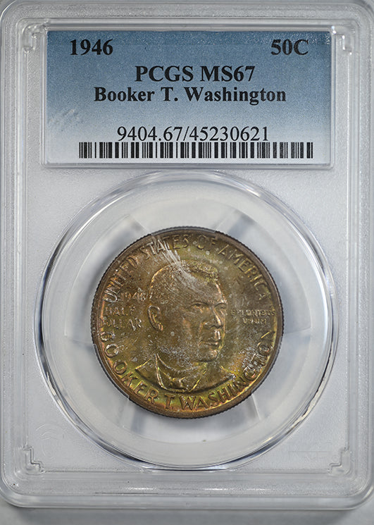 1946 Booker T. Washington Classic Commemorative Half Dollar 50C PCGS MS67 - TONED!