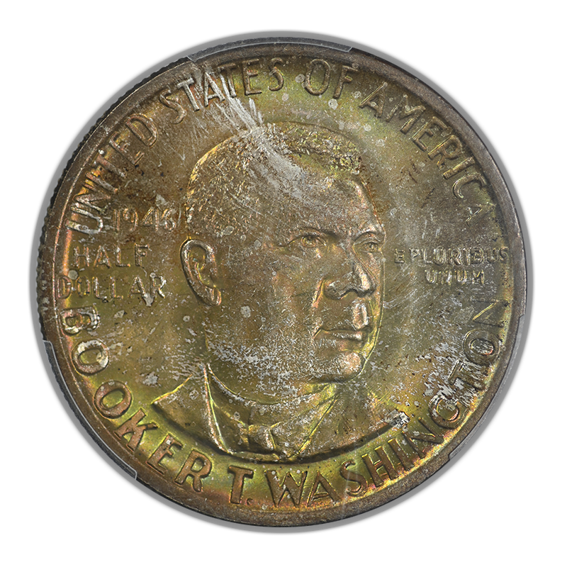 1946 Booker T. Washington Classic Commemorative Half Dollar 50C PCGS MS67 - TONED!