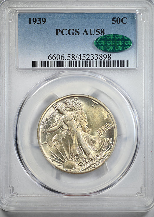 1939 Walking Liberty Half Dollar 50C PCGS AU58 CAC