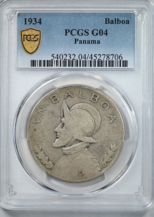 1934 Panama Balboa PCGS G04 - Lowball