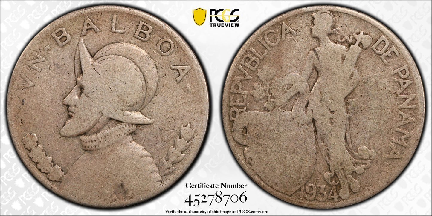 1934 Panama Balboa PCGS G04 - Lowball