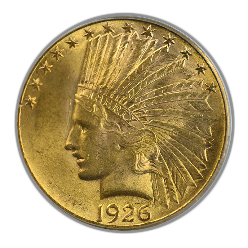 1926 Indian Head Gold Eagle $10 PCGS MS63 OGH Obverse