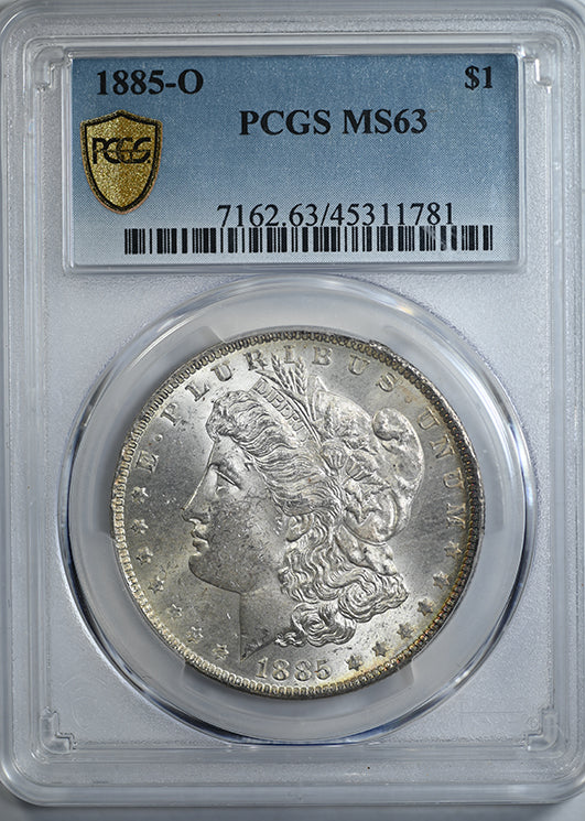 1885-O Morgan Dollar $1 PCGS MS63 - REVERSE TONED!