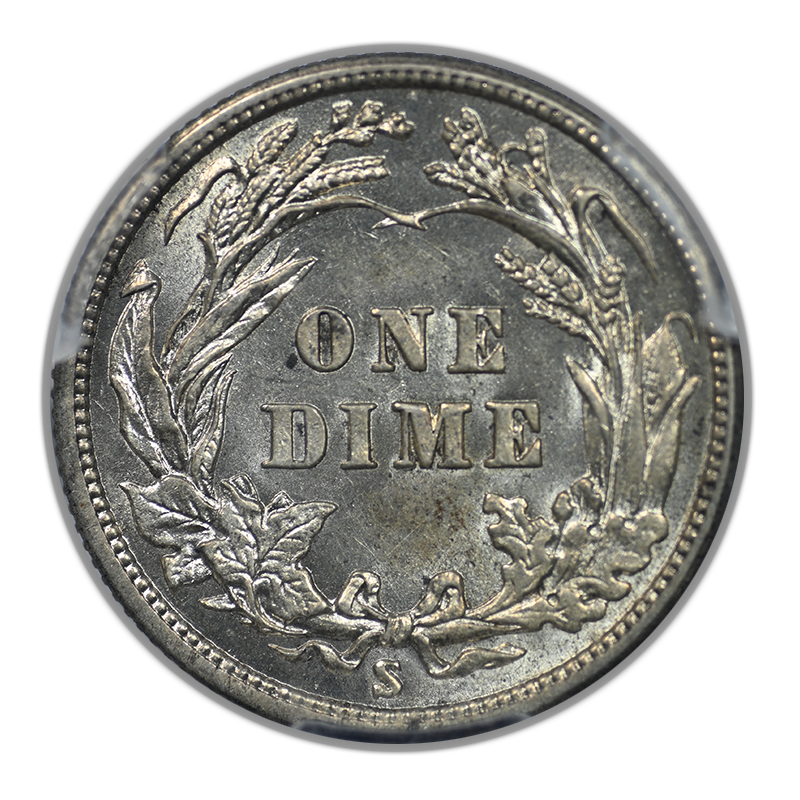 1914-S Barber Dime 10C PCGS AU58