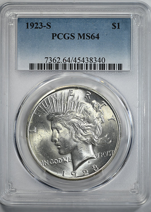 1923-S Peace Dollar $1 PCGS MS64 Obverse Slab