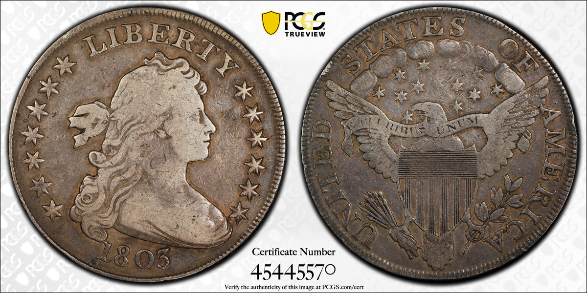 1803 Draped Bust Dollar $1 PCGS F12 - Small 3