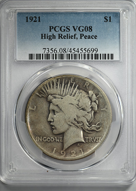 1921 Peace Dollar $1 PCGS VG08