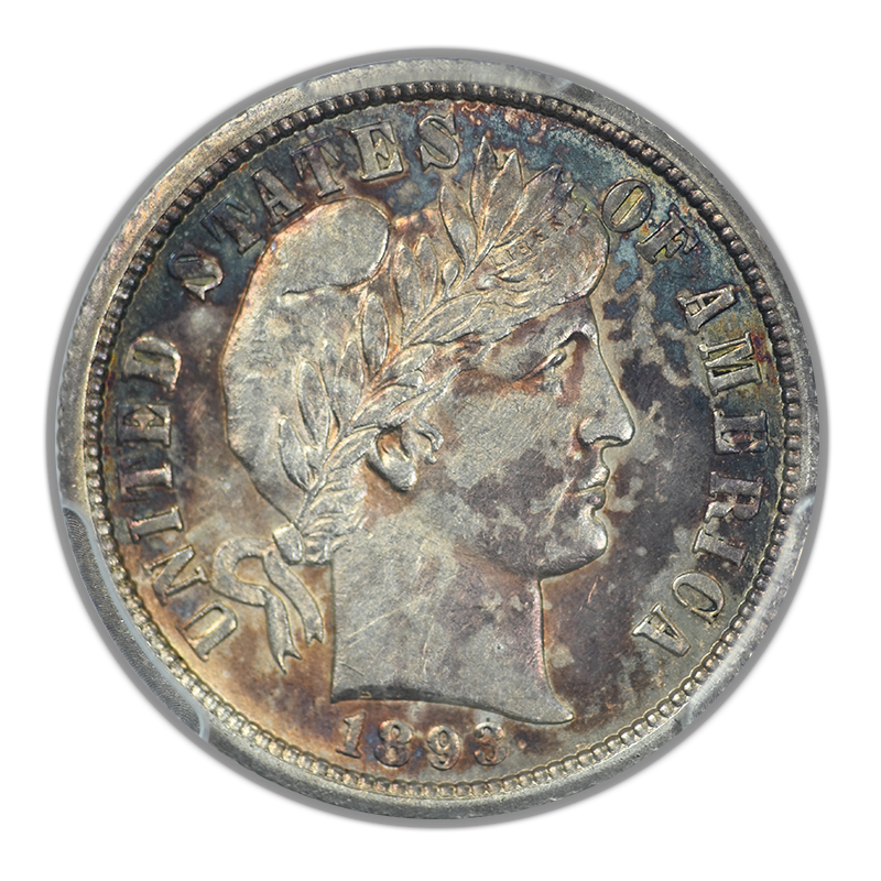 1893-O Barber Dime 10C PCGS AU58 - TONED!