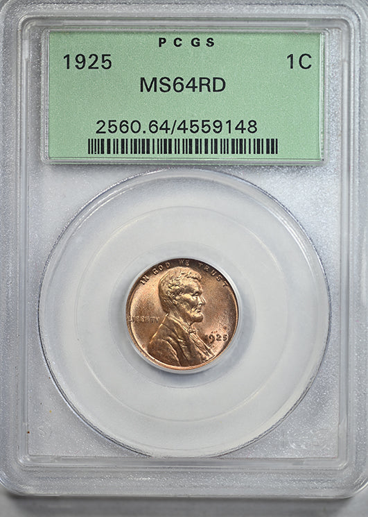 1925 Lincoln Wheat Cent 1C PCGS MS64RD OGH