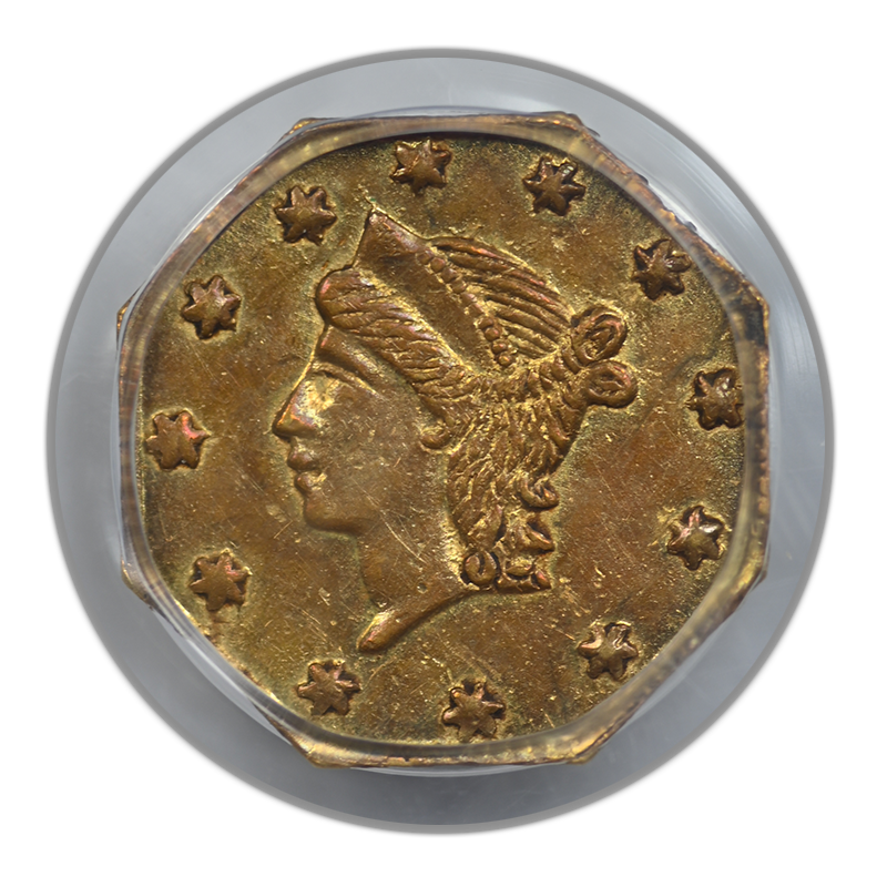 1855 Octagonal California Fractional Gold Liberty Head 1/4 Dollar G25C PCGS MS62 BG-110 OGH