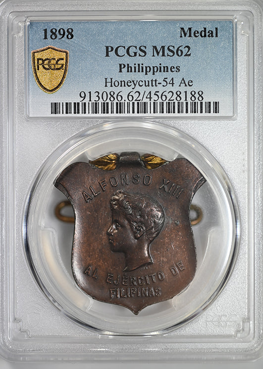 1898 Bronze Philippines Medal PCGS MS62 - Honeycutt-54 Ae Obverse Slab