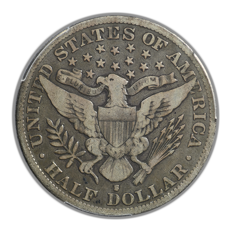 1892-S Barber Half Dollar 50C PCGS F12