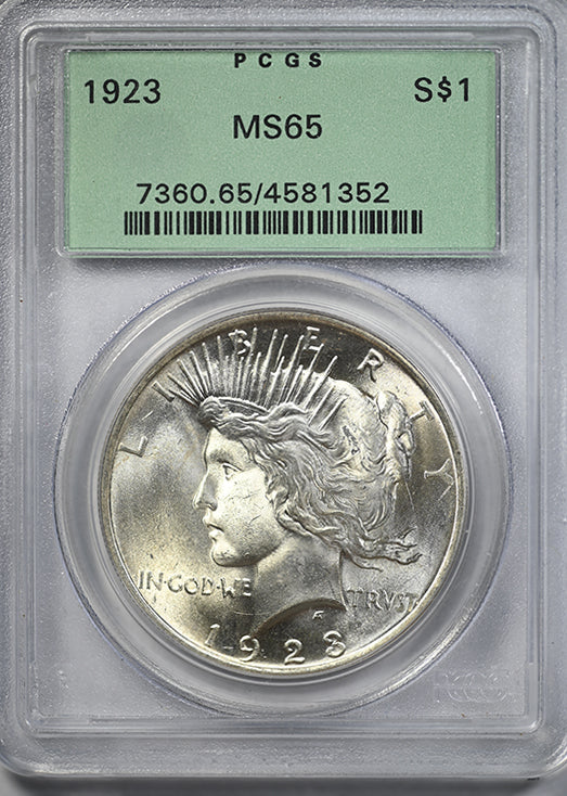 1923 Peace Dollar $1 PCGS MS65 OGH
