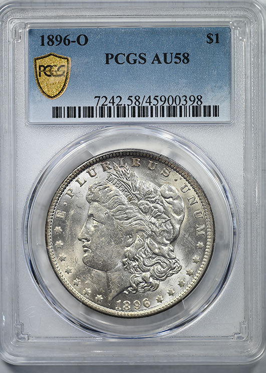1896-O Morgan Dollar $1 PCGS AU58 Obverse Slab