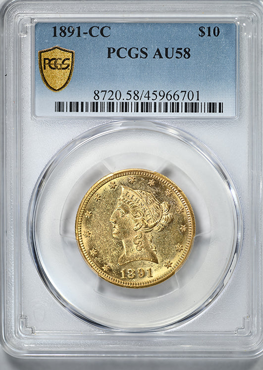 1891-CC Liberty Head Gold Eagle $10 PCGS AU58