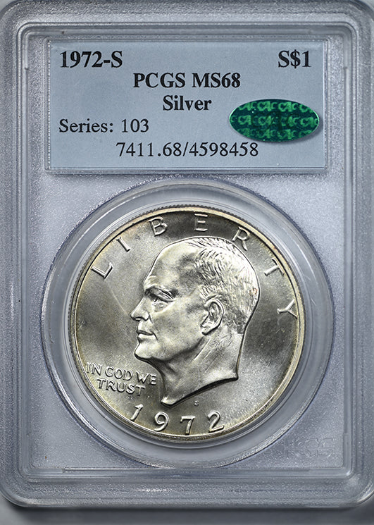 1972-S Silver Eisenhower Ike Dollar $1 PCGS MS68 CAC