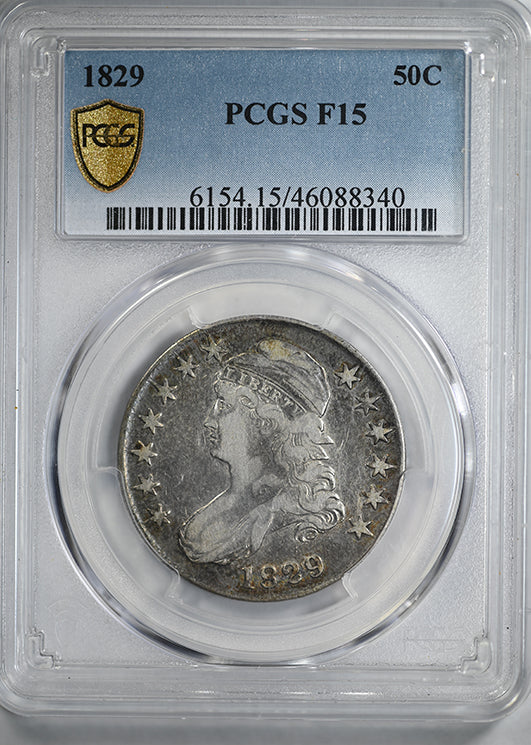 1829 Capped Bust Half Dollar 50C PCGS F15