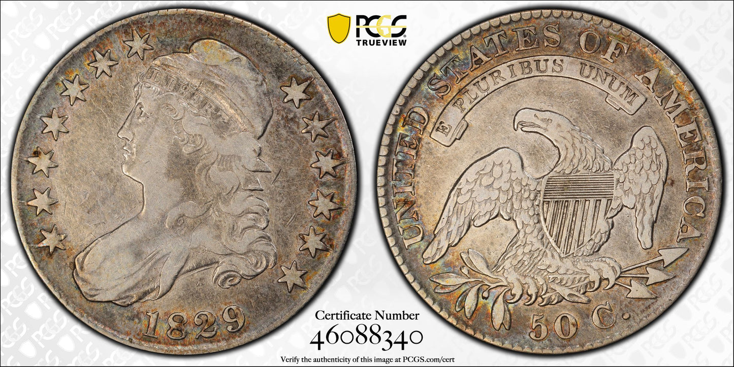 1829 Capped Bust Half Dollar 50C PCGS F15
