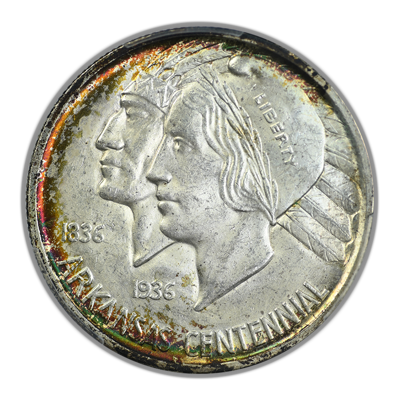 1936-D Arkansas Classic Commemorative Half Dollar 50C PCGS MS65 - TONED!