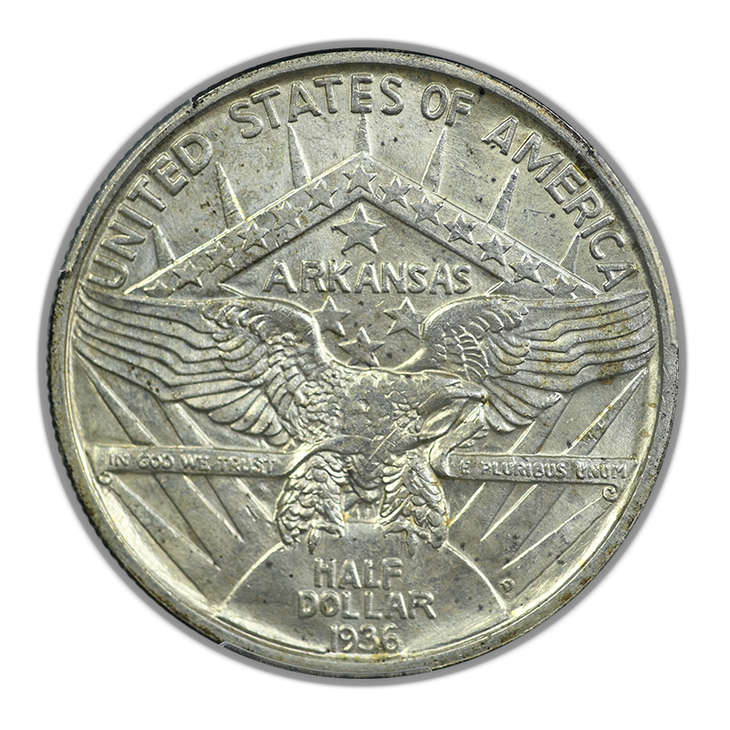 1936-D Arkansas Classic Commemorative Half Dollar 50C PCGS MS65 - TONED!