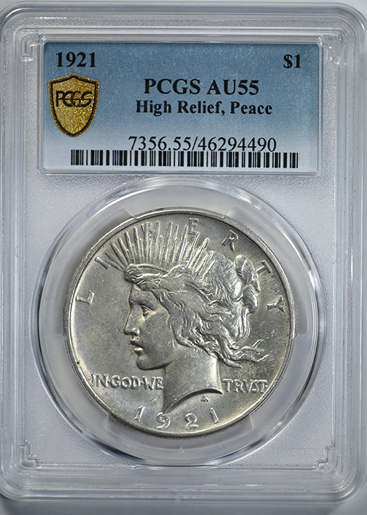 1921 Peace Dollar $1 PCGS AU55 Obverse Slab