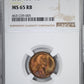 1909 VDB Lincoln Wheat Cent 1C NGC MS65RB - TONED!