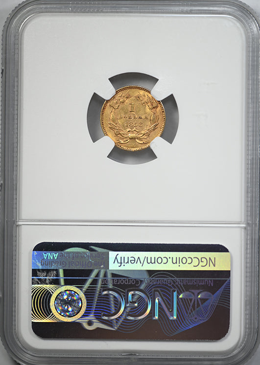 1856 Type 3 Indian Princess Head Gold Dollar G$1 NGC MS62 - Slanted 5