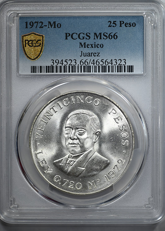 1972-Mo Mexico 25P Peso PCGS MS66 - Juarez