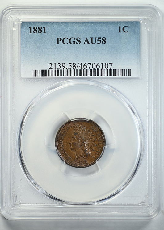 1881 Indian Head Cent 1C PCGS AU58 Obverse Slab