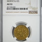 1850 Moffat & Co. California Gold $5 NGC AU53