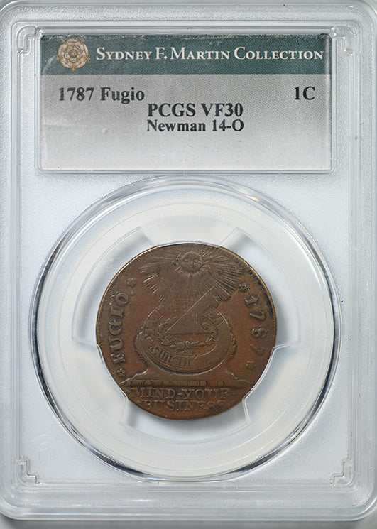 1787 Fugio Cent 1C PCGS VF30 Newman 14-O
