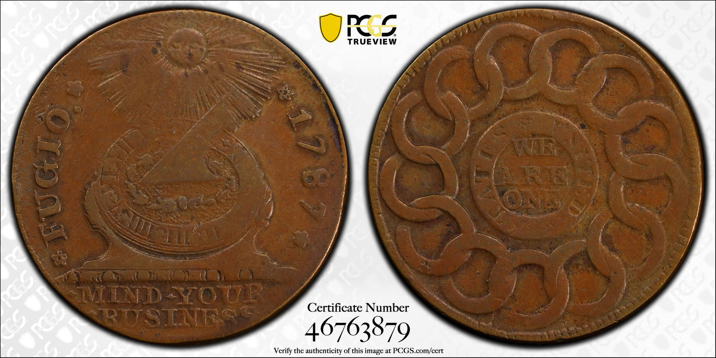 1787 Fugio Cent 1C PCGS VF30 Newman 14-O