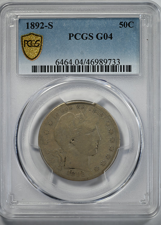 1892-S Lowball Barber Half Dollar 50C PCGS G04 Obverse Slab