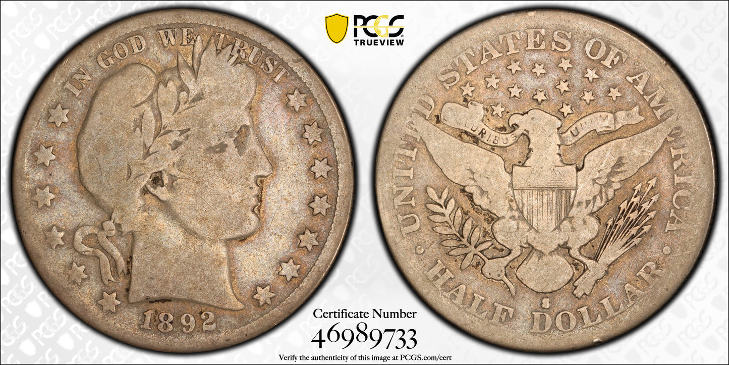 1892-S Lowball Barber Half Dollar 50C PCGS G04 Trueview