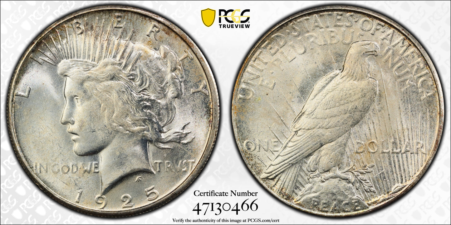 1925-S Peace Dollar $1 PCGS MS64 Trueview