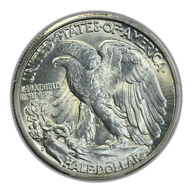 1945-D Walking Liberty Half Dollar 50C PCGS MS66+ CAC