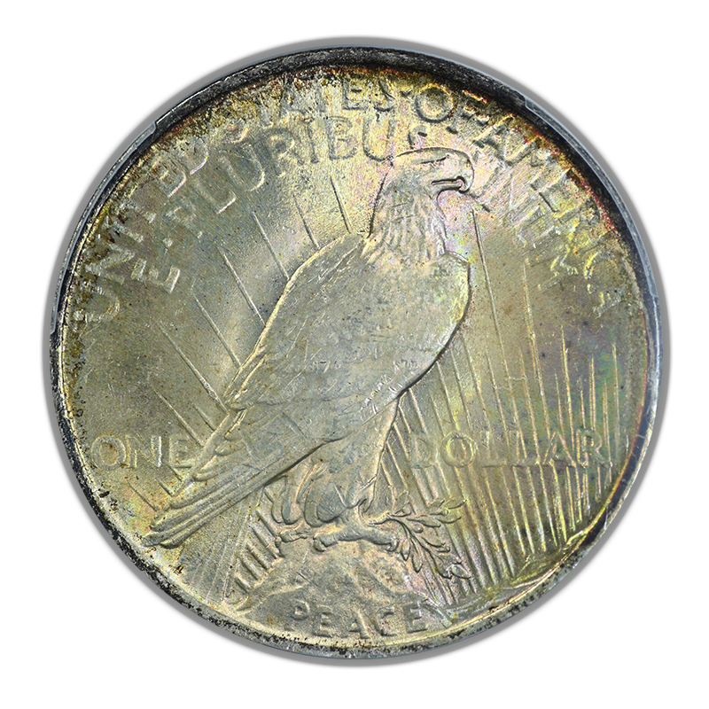 1923 Peace Dollar $1 PCGS MS63 - NICE COLOR! Reverse