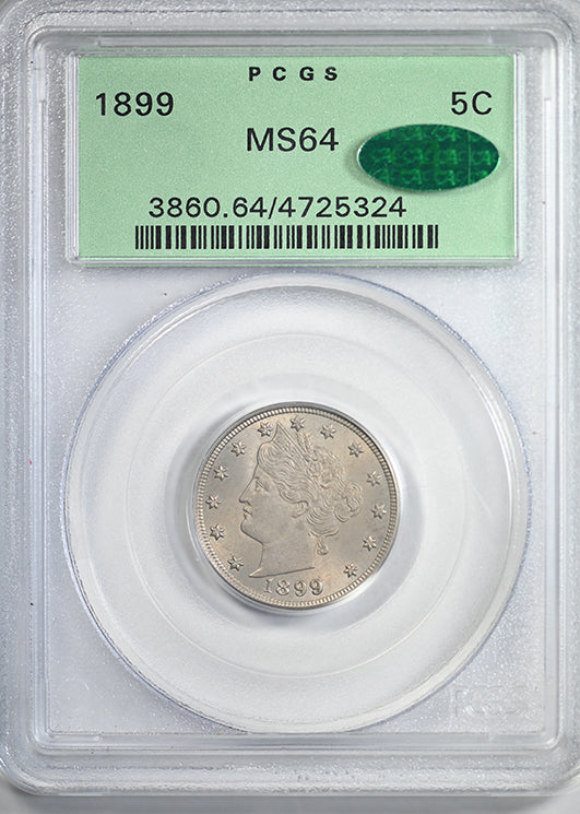 1899 Liberty V-Nickel 5C PCGS MS64 CAC OGH