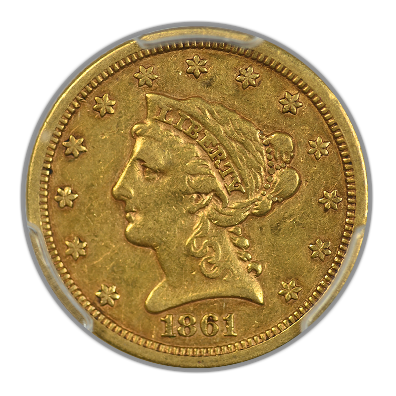 1861-S Liberty Head Gold Quarter Eagle $2.50 PCGS XF45 CAC