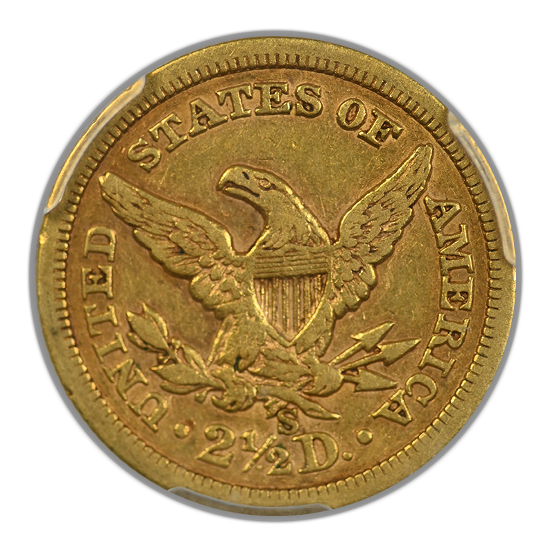 1861-S Liberty Head Gold Quarter Eagle $2.50 PCGS XF45 CAC