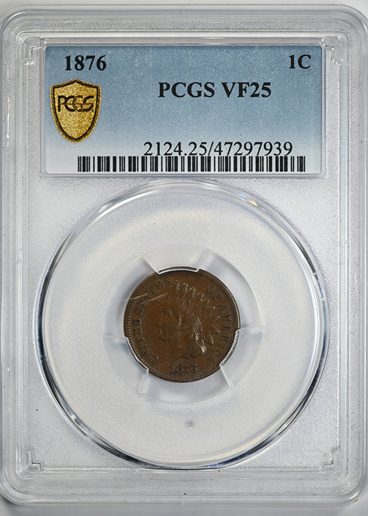 1876 Bronze Indian Head Cent 1C PCGS VF25 Obverse Slab